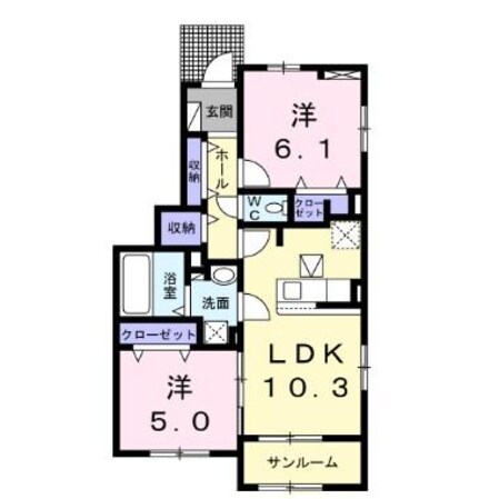 エスポワール多久Bの物件間取画像